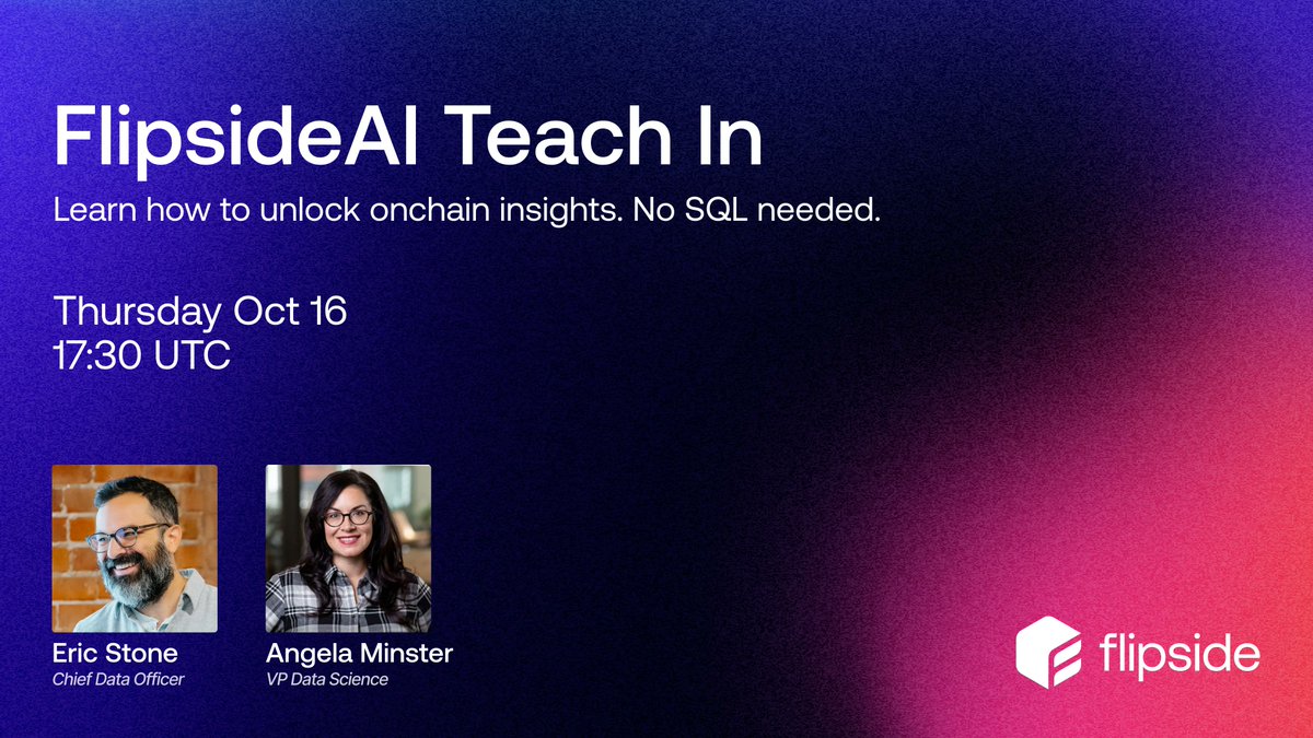 flipsidecrypto's tweet image. Every wallet tells a story. 📖

Flipside helps you see what Etherscan can’t.

Join Chief Data Scientist @theericstone &amp;amp; VP Data Science
@angelaminster this Thursday 17:30UTC for a deep dive into user behavior &amp;amp; wallet intelligence.