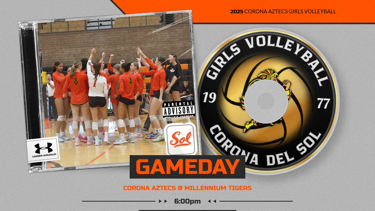 CoronaDelSolVB's tweet image. Aztecs are Hitting The Road! Taking on The Millennium Tigers 🐯

Tuesday, October 14th.
Jv-B @ 4pm | Jv-A @ 5pm | Varisty @ 6pm

#letsgoaztecs #bleedorange #coronadelsol #cdsaztecvb