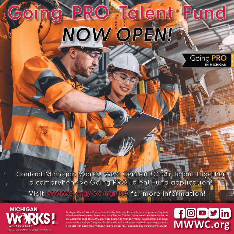 The fall Going PRO Talent Fund application period is now open! 
Does your team need training on a new or advanced skill? If so, contact our Business Services team TODAY to see how we can help you apply for training funding assistance. 
Visit MWWC.org/GoingPRO for more info.