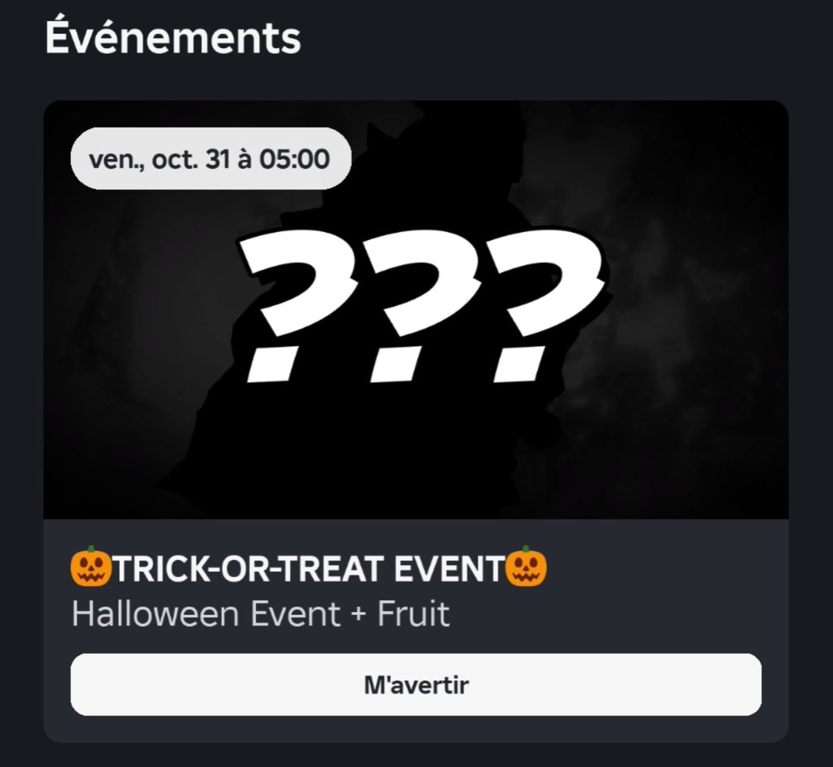 Hazbin59's tweet photo. NOUVEAU FRUIT POUR HALLOWEEN LET'S GO !!!! 

Mais juste PK BLOX FRUIT VOUS FAITE SA A 5H DU MAT😭 https://t.co/DkEqBFBpZz