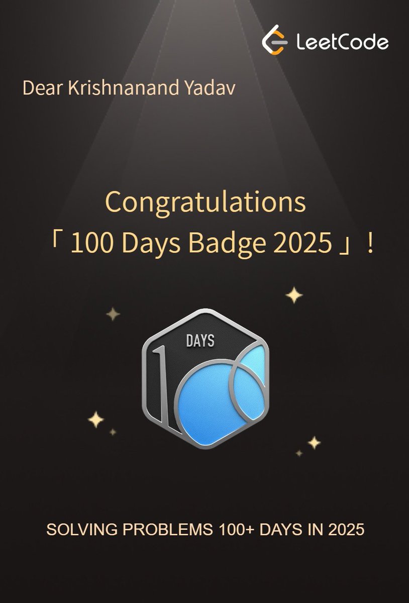 y_krishnanand's tweet image. Century 💯

#DSA #LeetCode