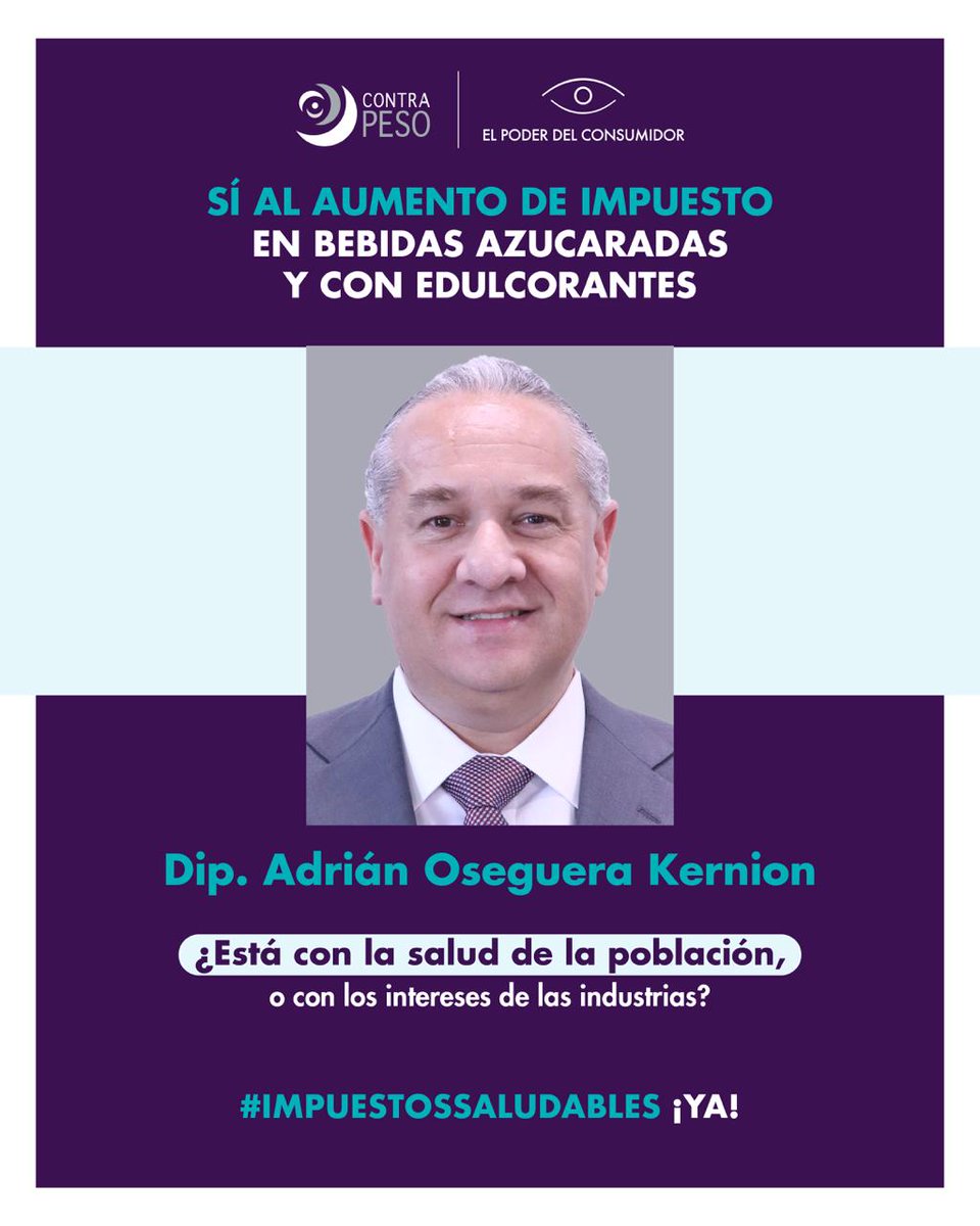 elpoderdelc's tweet image. 📢Diputado @AdrianOsegueraK   , hoy es un día clave para la salud en México.
¡Vota sí al aumento de impuesto en bebidas azucaradas y con edulcorantes! ☑️🥤
#ImpuestosSaludables YA!