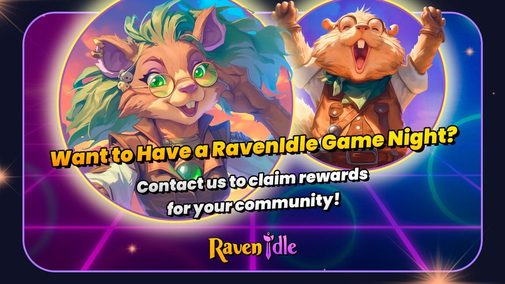ArindeLizzy's tweet image. Yo, this is fire 

..@RavenIdle is looking for communities to host Game Nights! 
Got a guild, crew, or just a group of friends who love Web3 gaming? Now’s the time to squad up, play together, and earn rewards while having fun.

I’m thinking this could be the start of some epic…