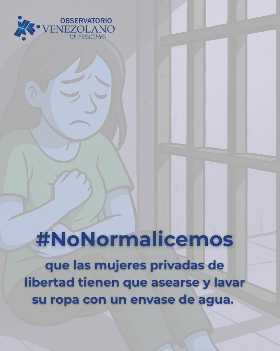 oveprisiones's tweet photo. #Nonormalicemos Que las mujeres privadas de libertad tienen que asearse y lavar su ropa con un envase de agua. https://t.co/UmjgKSEM9h