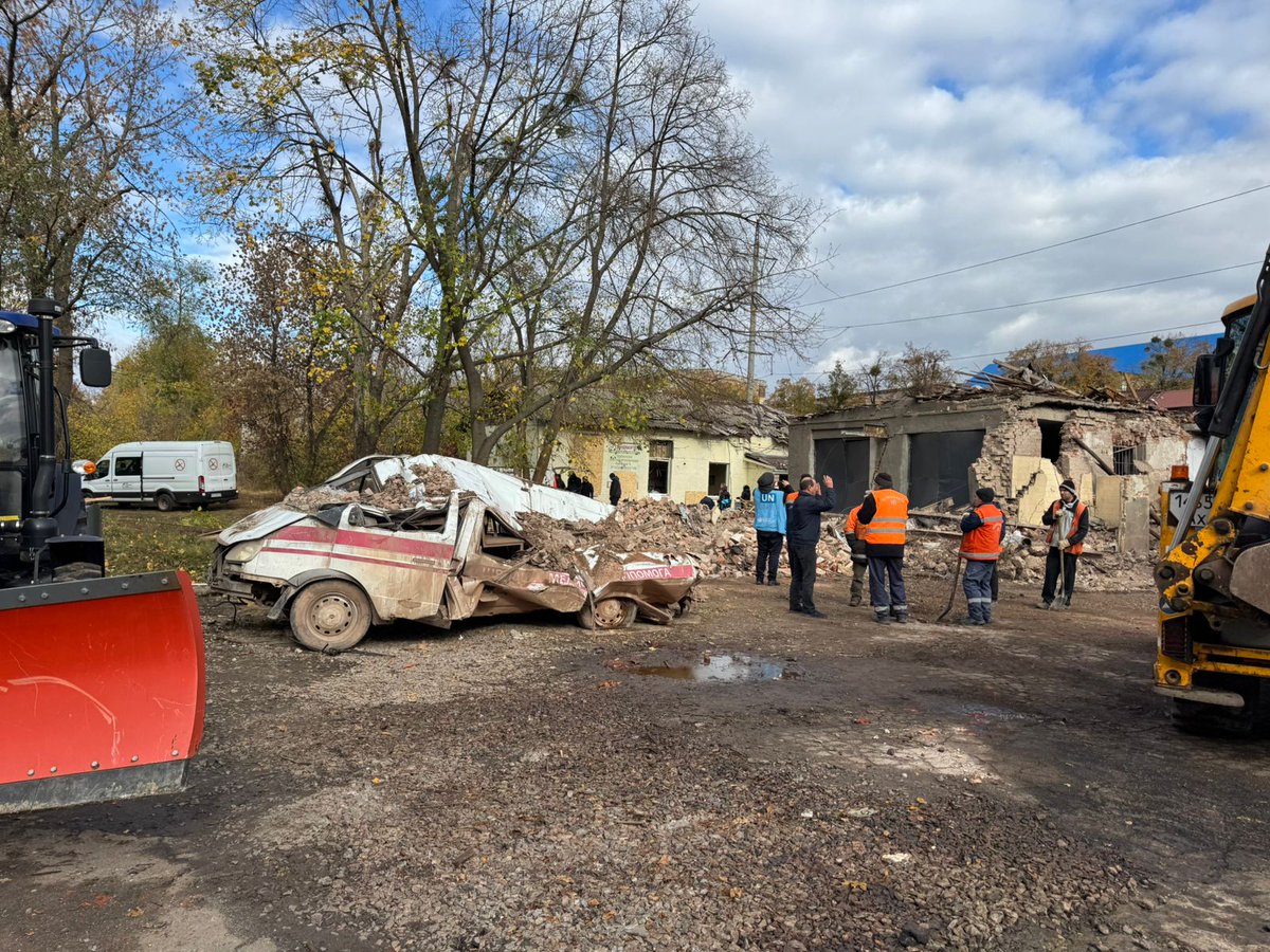 Late in the evening of 13 October, Kharkiv came under aerial bombardment. One powerful glide bomb struck the grounds of a hospital. At the time of the strike, around 120 patients and 10 hospital staff members were on site. 7 civilians were injured and more than 50 patients