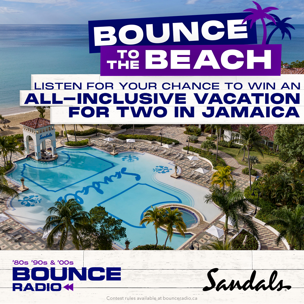 It's time to #BOUNCEtotheBeach! ☀️ We're giving away an all-inclusive Caribbean vacation for two to Sandals South Coast in Jamaica EVERY WEEKDAY.🌴

Find out how you could win at bounce995.ca 

Brought to you by <a href="/SandalsResorts/">Sandals Resorts</a> - Get Closer in The Caribbean #sponsored