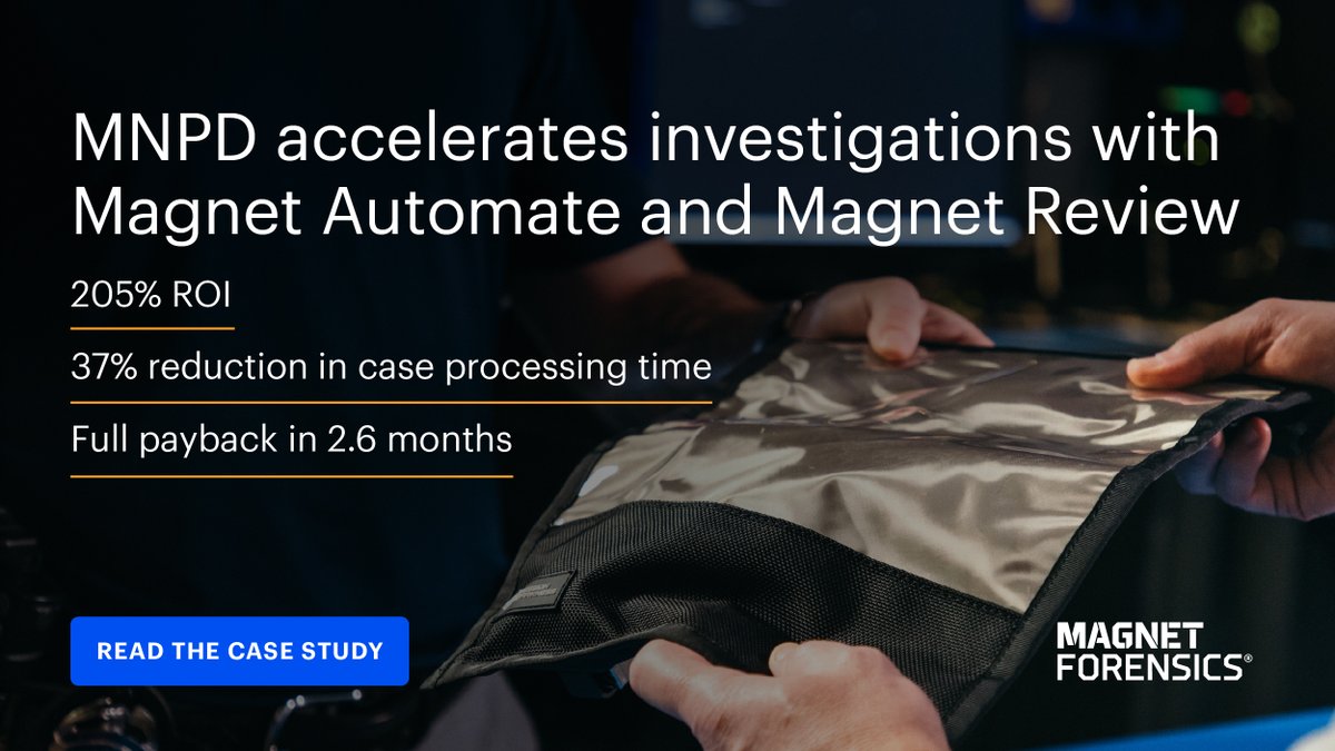 MagnetForensics's tweet image. 205% ROI and full payback in under 3 months? It’s real.

@MNPDNashville transformed its #DigitalEvidence workflow with Magnet Forensics—streamlining investigations, boosting efficiency, and securing evidence faster. Discover how they made it happen: ow.ly/vRoz50XbkA0 #DFIR