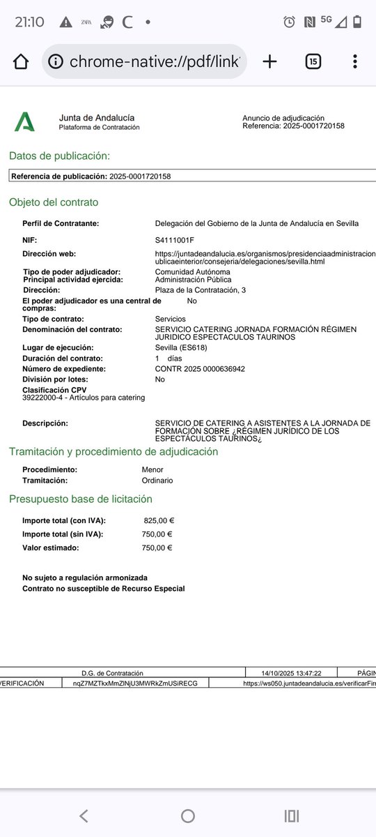 A <a href="/JuanMa_Moreno/">Juanma Moreno</a> le importan más los toros que los cribados de cáncer de mama de las mujeres. Eso sí con ricas viandas y catering de por medio Que estos no son del socorrido bocadillo de caballa ninguno

825 euros catering jornada formación régimen jurídico espectáculos taurinos