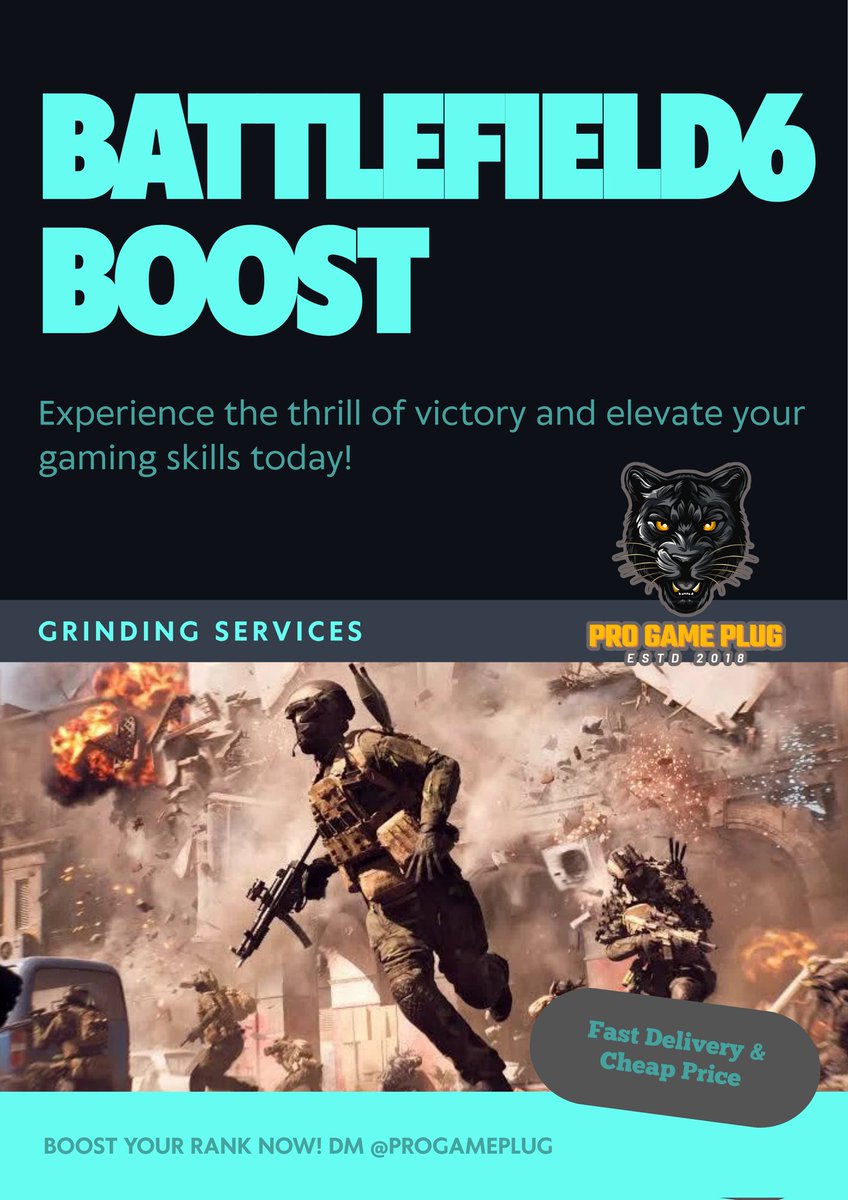 PROGamePlug's tweet image. Dominate the Ranks in Battlefield 6! 🔥

Ready to skip the grind? Professional boosting services for Battlefield 6 are now available! ✅

⚡️⚡️We&apos;ll help you unlock the best gear and achievements fast:
Available Services For ** Battlefield 6 **
 -LVL UP 
 -RANKING UP
 -CHALLENGES…