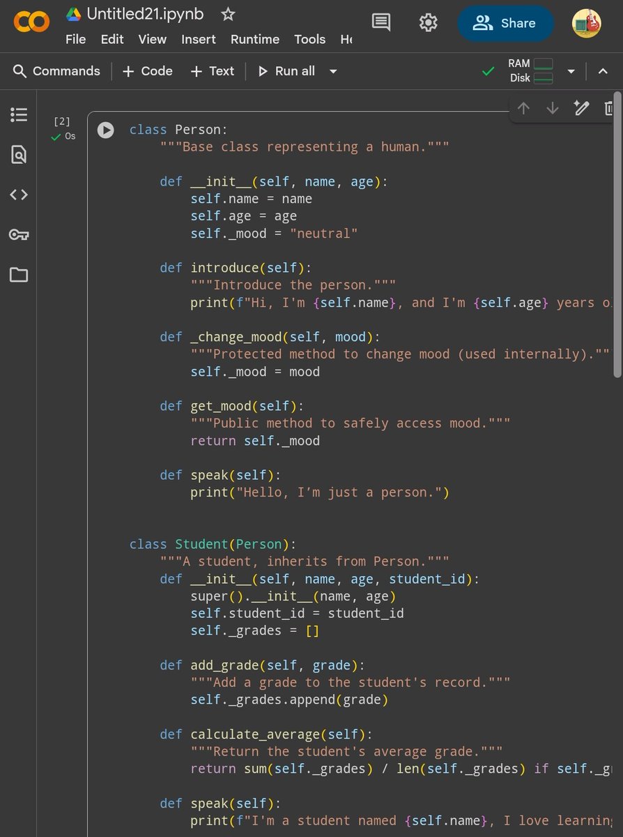 Tiwa_codes's tweet image. Day 21
Built a miniproject that demonstrates all 4 core principles of OOP
Also went deeper in probability
Not much done again today,was out most of the day getting school supplies