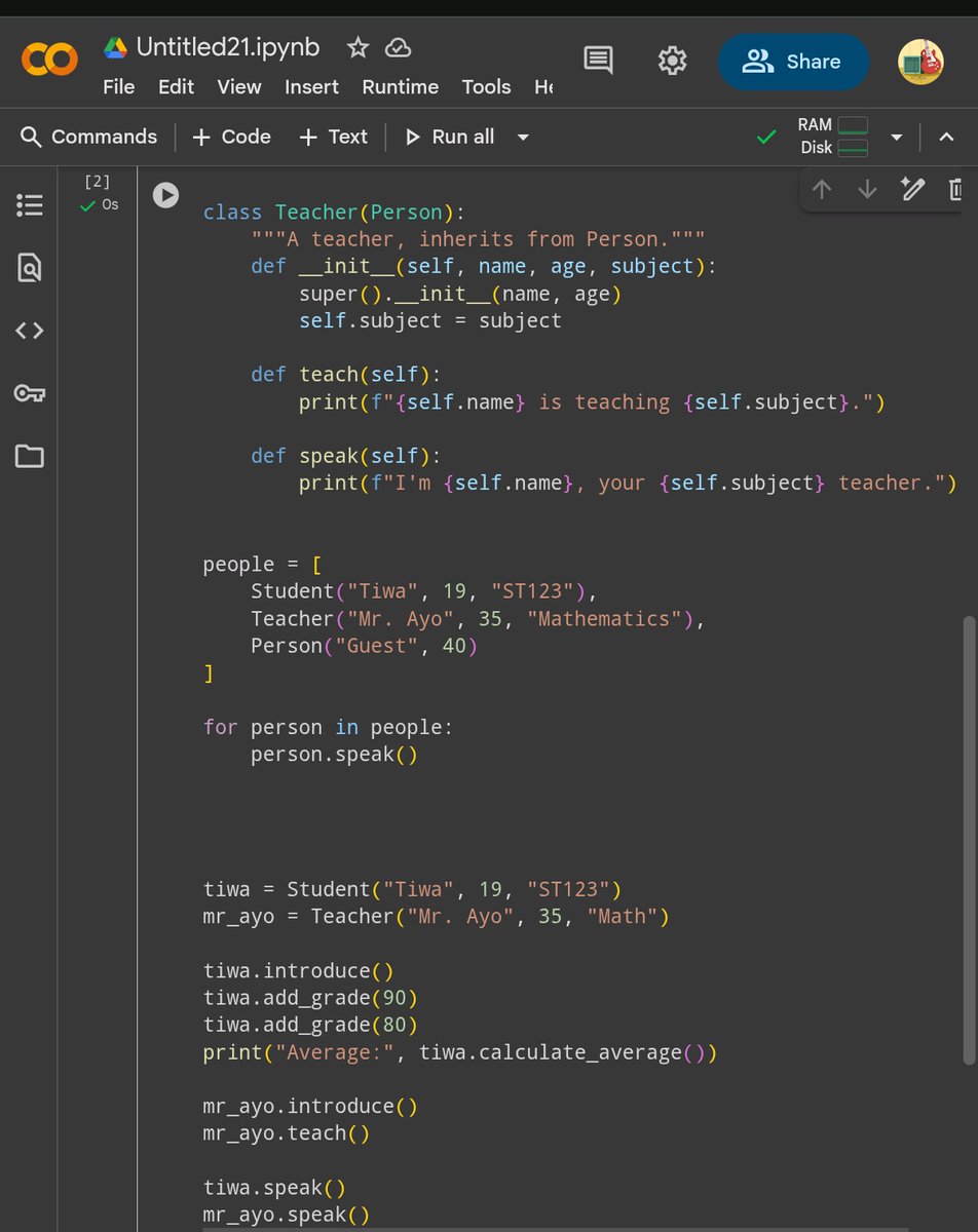 Tiwa_codes's tweet image. Day 21
Built a miniproject that demonstrates all 4 core principles of OOP
Also went deeper in probability
Not much done again today,was out most of the day getting school supplies