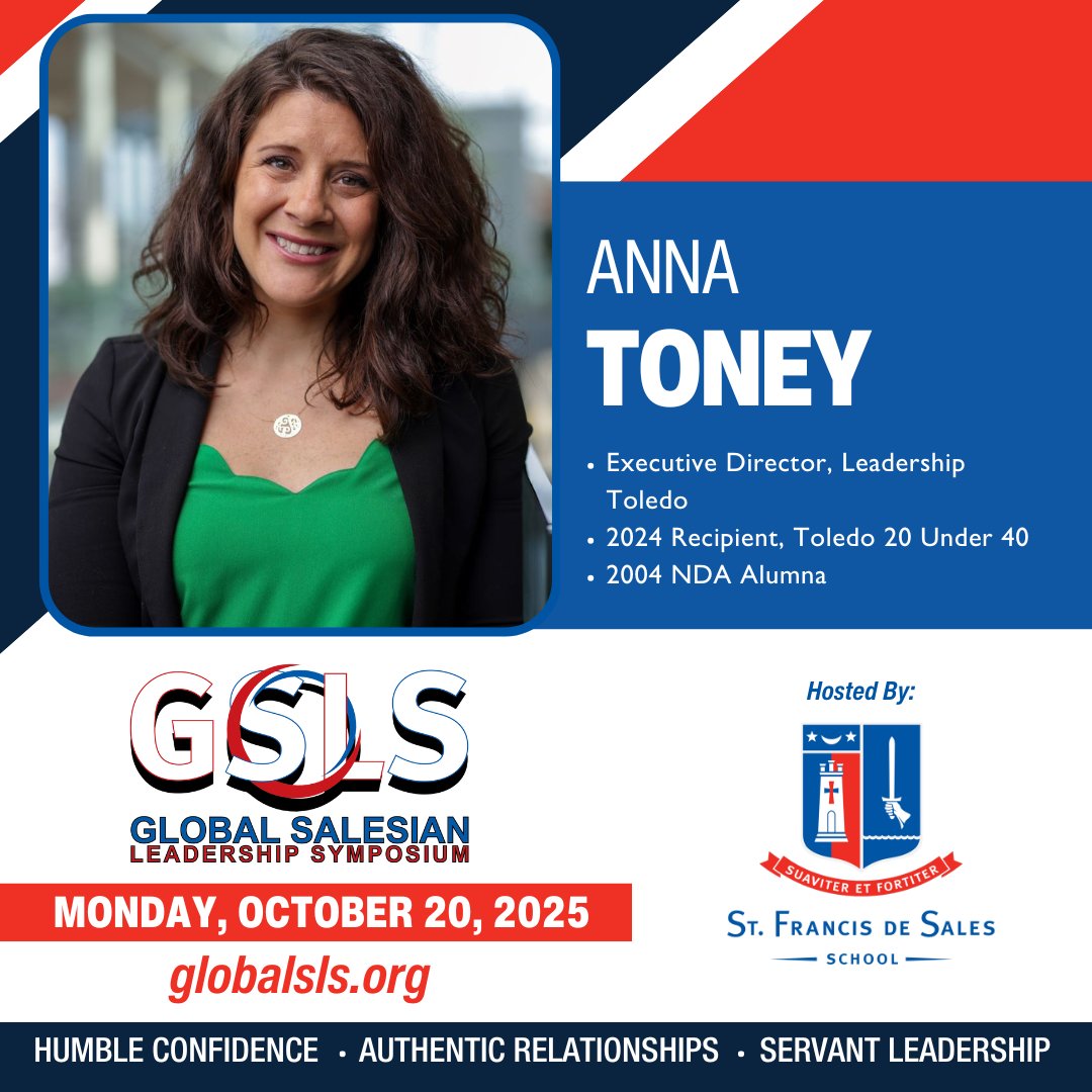 𝙂𝙎𝙇𝙎 𝘽𝙧𝙚𝙖𝙠𝙤𝙪𝙩 𝙎𝙥𝙚𝙖𝙠𝙚𝙧 - 𝘼𝙣𝙣𝙖 𝙏𝙤𝙣𝙚𝙮

Anna Toney, a Toledo native and <a href="/NDA_eagles/">Notre Dame Academy</a> alumna, is the Executive Director of Leadership Toledo. 

#GSLS25