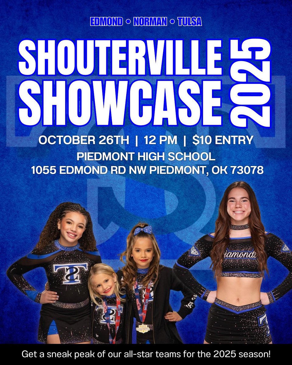 ✨ It’s almost time for Shouterville Showcase 2025! ✨

Join us October 26th for an exciting preview of our 2025 all-star teams. Get ready for amazing performances, big energy, and all the T&amp;S spirit! 💪🔥 #shouterspirit