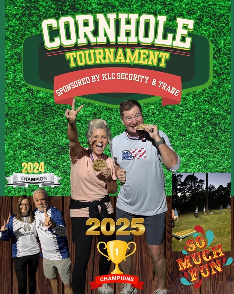 Directors and TCC's had a friendly corn hole tournament. Dawson had to step down from the champion podium and pass the trophy to our friends at Northeast ESC! Thanks to KLC &amp; Trane for sponsoring! Congrats Northeast 🎉🎉🎉