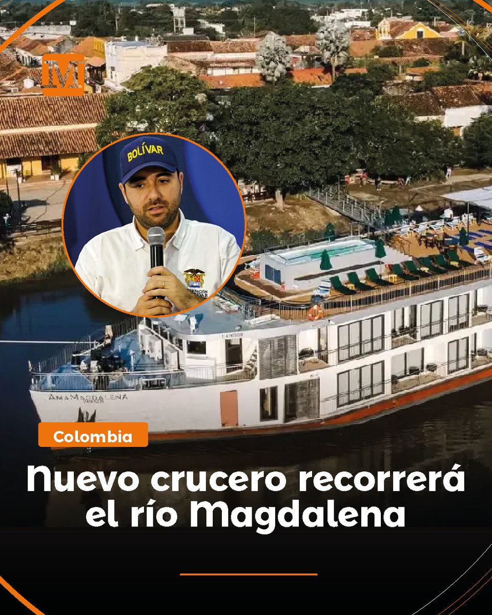 #Colombia | El crucero AmaMelodía será la nueva embarcación que, durante siete días y ocho noches, llevará a turistas a recorrer el río Magdalena por diferentes municipios del departamento de Bolívar desde el próximo 22 de octubre.

El gobernador de Bolívar, Yamil Arana, fue el