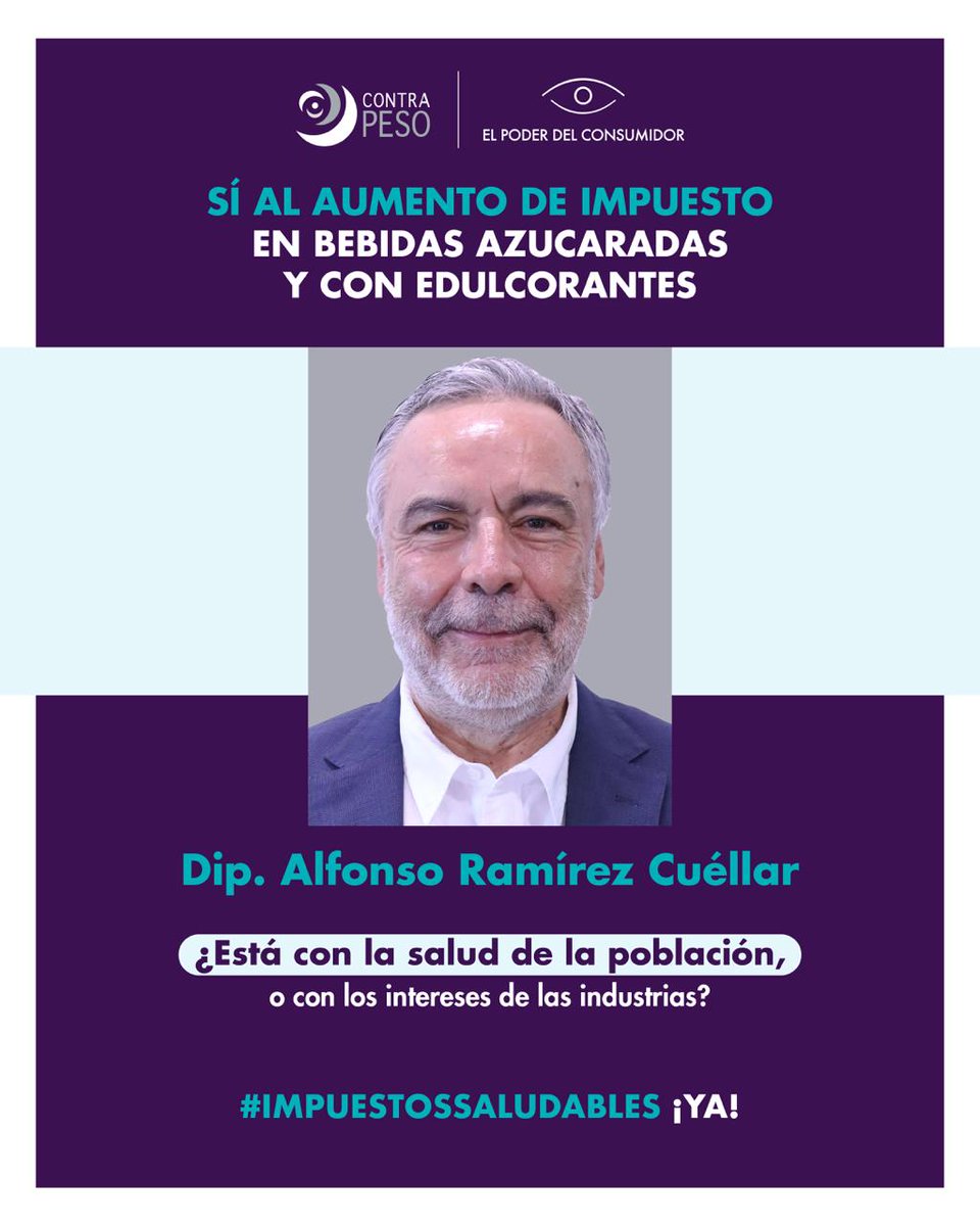 elpoderdelc's tweet image. Diputado @aramirezcuellar  , ¡Protege la salud de la población!
☑️ Vota sí al aumento de impuesto en bebidas azucaradas y con edulcorantes.
#ImpuestosSaludables YA