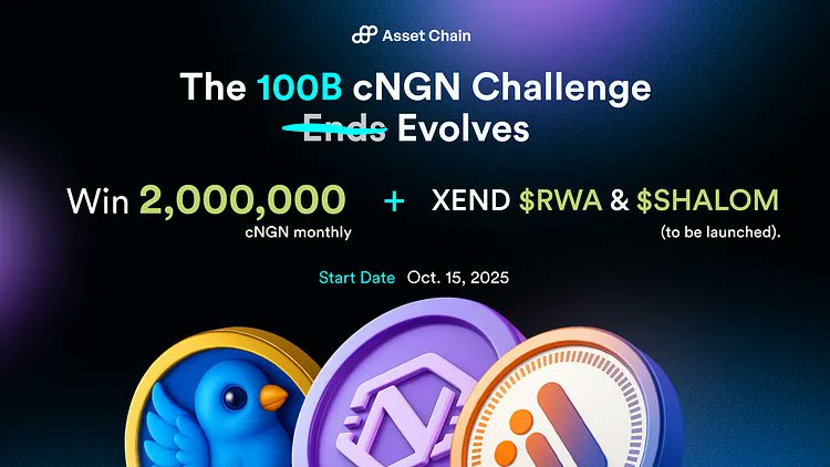 Shalom_Token's tweet image. 🚨 Attention: #ShalomArmy
Top traders on the @rwaassetchain DEX will earn monthly bonuses in $XRWA and $SHALOM (Not Yet Launched), plus access to a 2 Million #cNGN reward pool each month.
Read More:⤵️ medium.com/asset-chain/th…
Shalom 🙏🏿