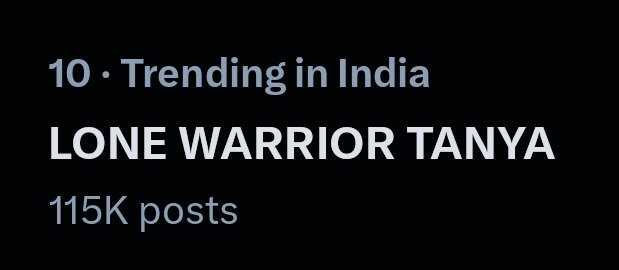 BodyguardTanya's tweet image. 115k tweets done 💥 💥
Next stop 120k ✊🔥

LONE WARRIOR TANYA 

@itanyamittal #TanyaMittal