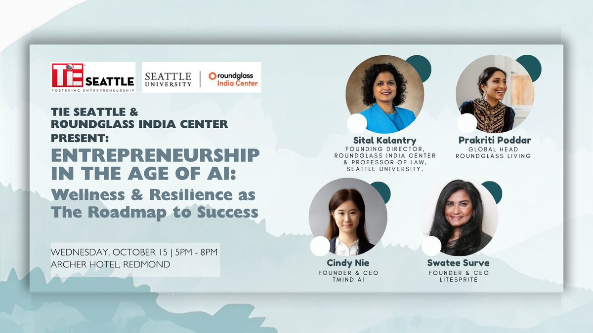 Tomorrow! Don’t miss this powerful convo with 4 inspiring women founders redefining success in the age of AI.
🌿Wellness &amp; Resilience for Entrepreneurs
Featuring Prakriti Poddar, Cindy Nie, Swatee Surve &amp; Sital Kalantry 
🔗 lnkd.in/gqDsMGCA
#AI #WomenInLeadership