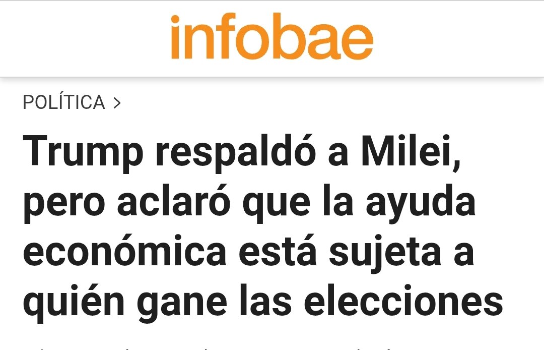 Milei fue a buscar ayuda de Trump porque su modelo económico fracasó, pero solo se trae la tarea de ganar la elección porque sino no hay nada. Difícil con el ajuste que le hizo a jubilados, trabajadores y pequeños productores.