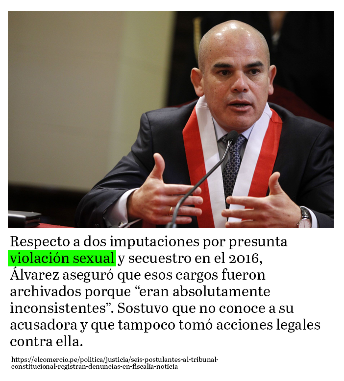 ElmerAyala_PE's tweet photo. Casos de presunta violación sexual envuelven al presidente (impuesto) del Perú y su primer ministro.

Ernesto Álvarez Miranda, no tuvo una imputación, sino, dos imputaciones por supuesta violación sexual, además de casos de difamación y presunta corrupción. https://t.co/wGRqzQZzGy