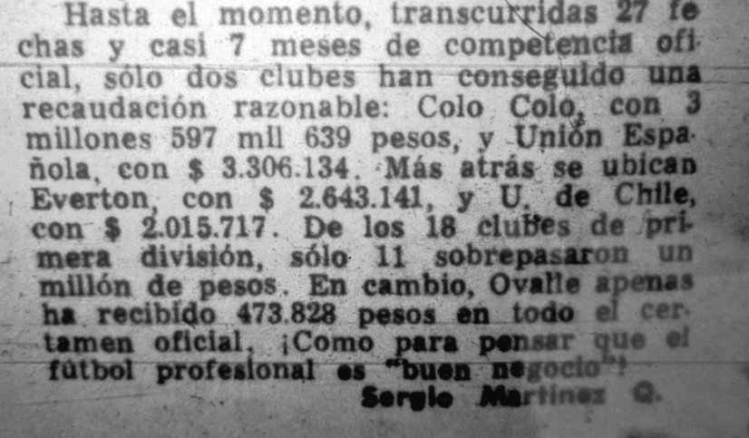 ¿Fuente de que abandonaron al equipo en los 70?

Basta ver las recaudaciones de cualquier año. En 1978, por ejemplo, recaudaron menos que Palestino. En 1977 menos que Unión Española o Everton.

Colo-Colo hizo una campaña horrible en 1978 y aún así recaudó casi el doble que la U