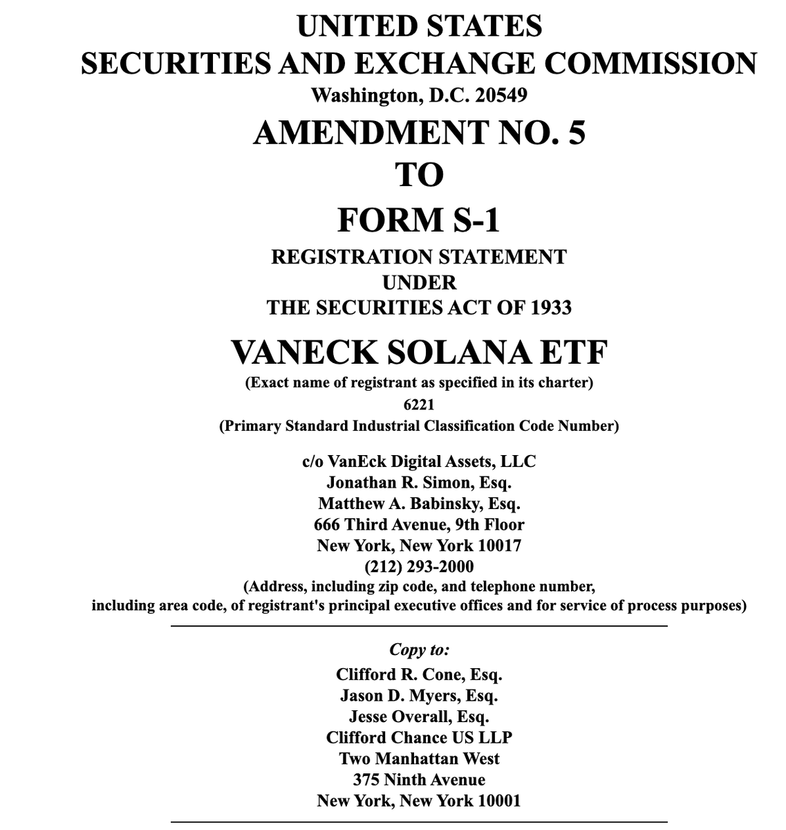 SolanaFloor's tweet image. 🚨JUST IN: @vaneck_us has filed an updated S-1 for its spot @Solana ETF, setting the management fee at 0.30%.
The filing adds details on staking, noting plans to potentially delegate SOL to multiple third-party staking providers, with allocations based on performance, uptime,…