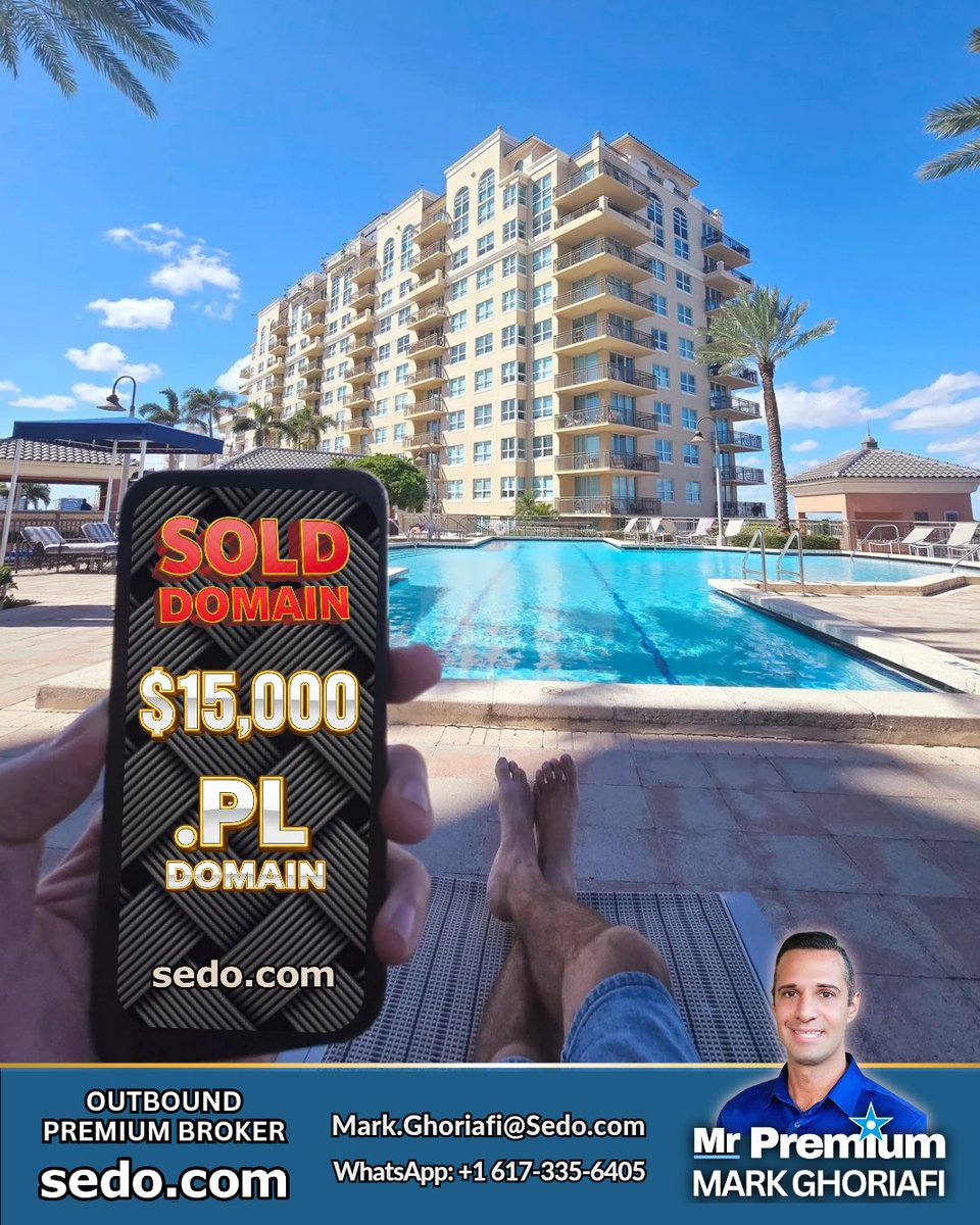 MrPremiumDotCom's tweet photo. Brokered a $15,000 .PL domain
whilst having a relaxed lunch break.
#EveryDealCounts π₯ π
Congrats to the seller & buyer!
β’ About me: https://t.co/TfQlZPWdhZ
β’ Mark.Ghoriafi@Sedo.com https://t.co/aonWz2l3FM