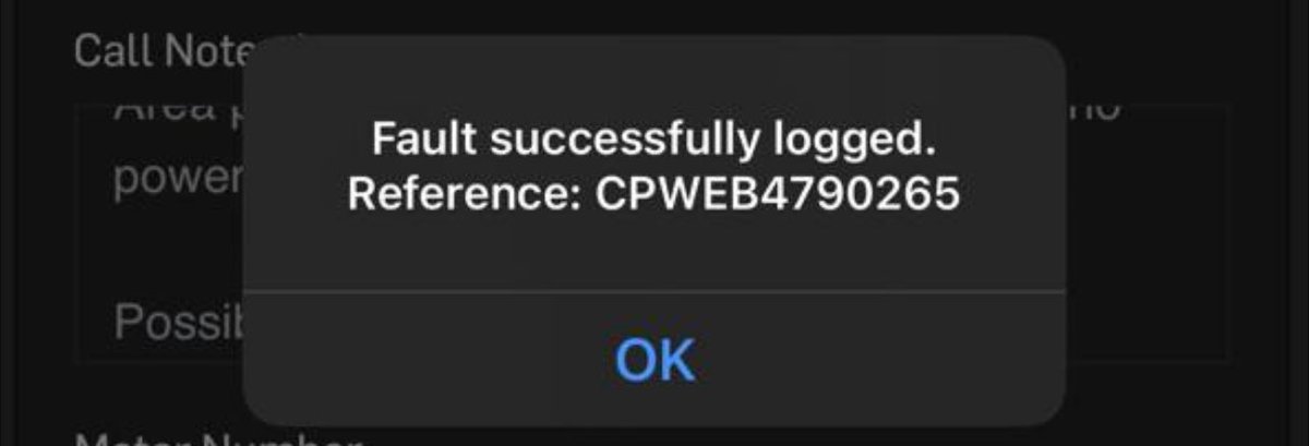 nilay001's tweet photo. #CityPowerUpdates

Northcliff seems to have a problem
Whatsapp channels says power is restored 
But mine is not 

Here is my ticket number -  possibly need a technician to check trip switch on the pole 

Please assist https://t.co/dduHuqvSdO