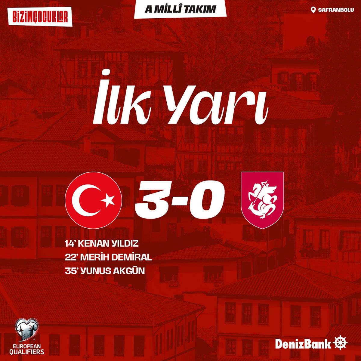 MilliTakimlar's tweet image. İlk yarıyı 3 golle önde kapatıyoruz! 💪
#BizimÇocuklar I #TURGEO I #FIFAWorldCup