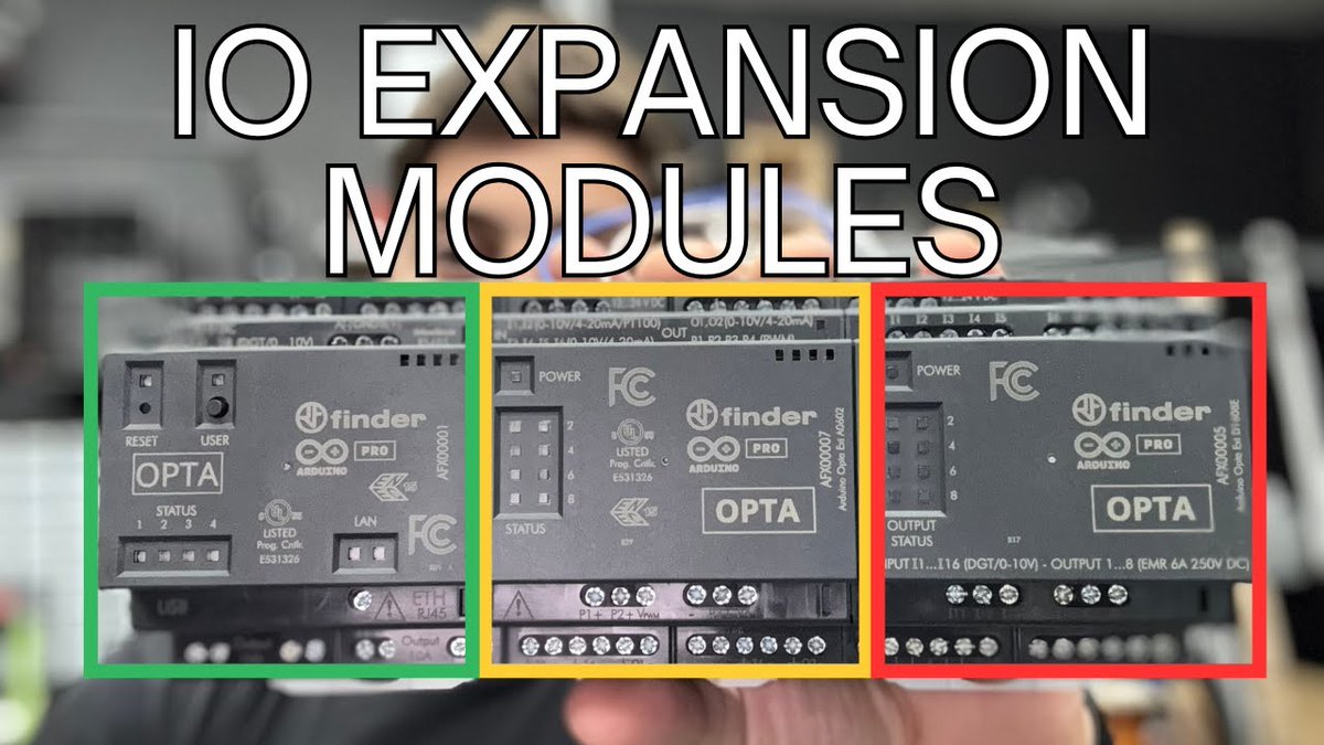 arduino's tweet image. Pete LeMaster continues his controls and automation tutorial series, with his latest video covering how to add expansion modules to the Arduino Opta: youtu.be/_SP1iIFxvGE