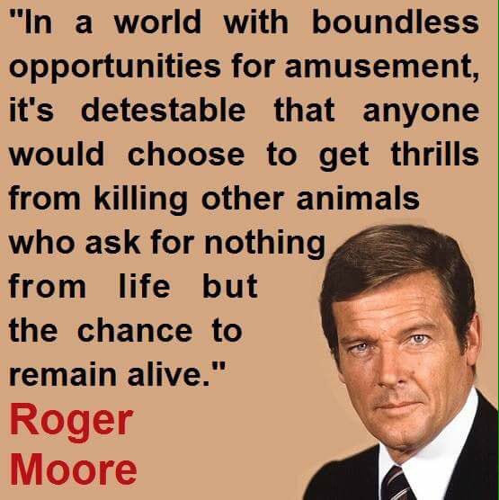 Roger Moore was a Fabulous man.
I love this quote.
It's very much like Mr Benn - Hunter.
Shoot animals with a camera...
Not a gun.