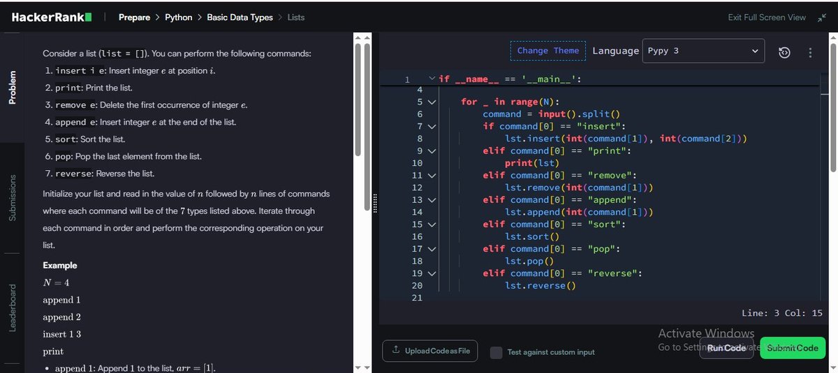 MRout75802's tweet image. Day 23/100 โ
Solved the โListsโ challenge on HackerRank ๐งฉ
Practiced list operations -- insert, append, sort, reverse & remove efficiently .
๐กLearned how to dynamically modify data structures in Python
#Python #100DaysOfCode #HackerRank #Zigbee