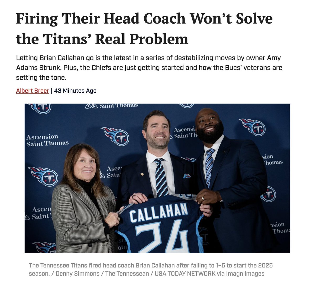 Look I can't disagree with <a href="/AlbertBreer/">Albert Breer</a>'s main points here. Everything written in this piece about Amy Adams Strunk is absolutely valid. However, what I will say is, they have (supposedly) taken the steps to correct this with the new braintrust of Brinker and Borgonzi. 

I know