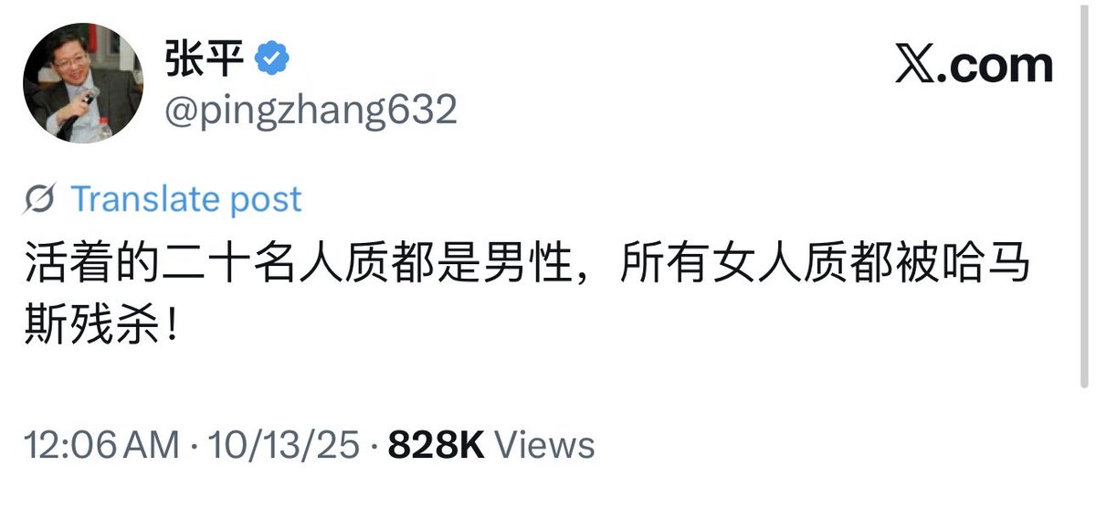fangshimin's tweet photo. 以色列宣传员张平不愧是以色列最忠诚的走狗，跟着鲁默贵妃等人造谣“活着的二十名人质都是男性，所有女人质都被哈马斯残杀！”别的川粉无知、健忘倒也罢了，我就不信张平不知道哈马斯总共抓了251名人质，这20名是最后一批被释放的，此前有过两次停火，女人质和小孩、老人人质是最早被释放的。 https://t.co/VgDZSu3dKQ