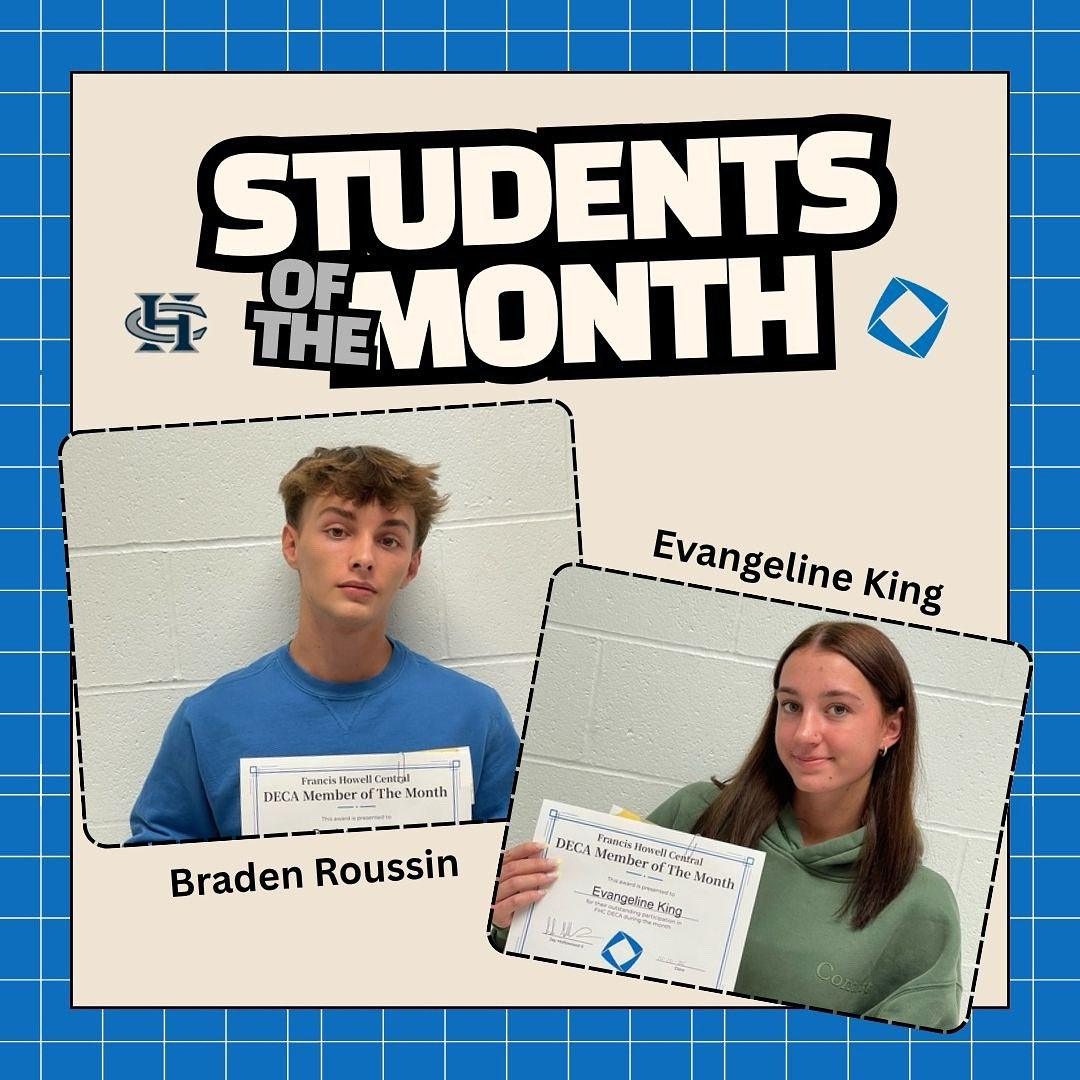 Congratulations to our October Student of the Month winners, Braden and Evangeline! Thank you for your commitment and dedication to DECA. 💙