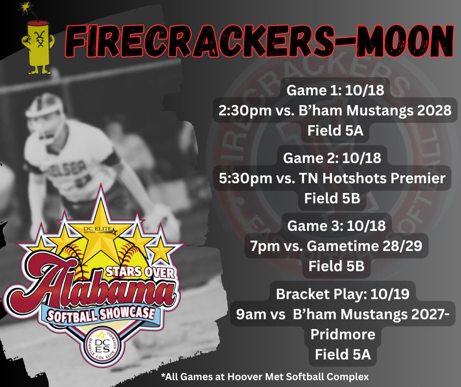 See ya'll this weekend at the Hoover Met!! 🧨

<a href="/NWSCC_SB/">Northwest Shoals Softball</a> <a href="/CACC_Softball/">CACC Softball</a> <a href="/UWFSoftball/">UWF Softball</a> <a href="/UWA_Softball/">UWA Softball</a> <a href="/UTSSoftball/">UTSouthern Softball</a> <a href="/SouthAlabamaSB/">South Alabama Softball 🥎</a> <a href="/SoftballCalhoun/">Calhoun Softball</a> <a href="/UAH_SB/">UAH Softball</a> <a href="/UNASoftball/">North Alabama Softball</a> <a href="/MobileSoftball/">Mobile Softball</a> <a href="/UMRamSoftball/">Alison Sellers-Cook</a> <a href="/HCHawksSoftball/">Huntingdon College Softball</a> <a href="/CoachCasey_HC/">Casey Chrietzberg</a> <a href="/CoastalAL_South/">Coastal Alabama South Athletics</a> <a href="/CoastalAL_North/">Coastal Alabama North Athletics</a> <a href="/NWFRaiders_SB/">NWF Softball</a>