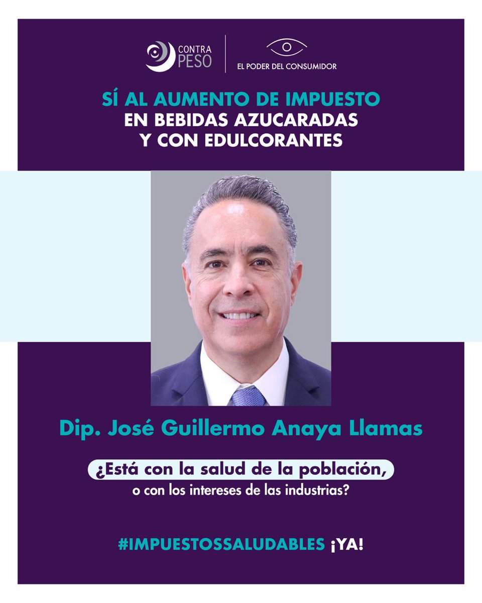 elpoderdelc's tweet image. 📢 Diputado @memo_anaya ¡protege la salud de la población!
Vota sí al aumento de impuesto en bebidas azucaradas y con edulcorantes. 🥤💰
#ImpuestosSaludables YA