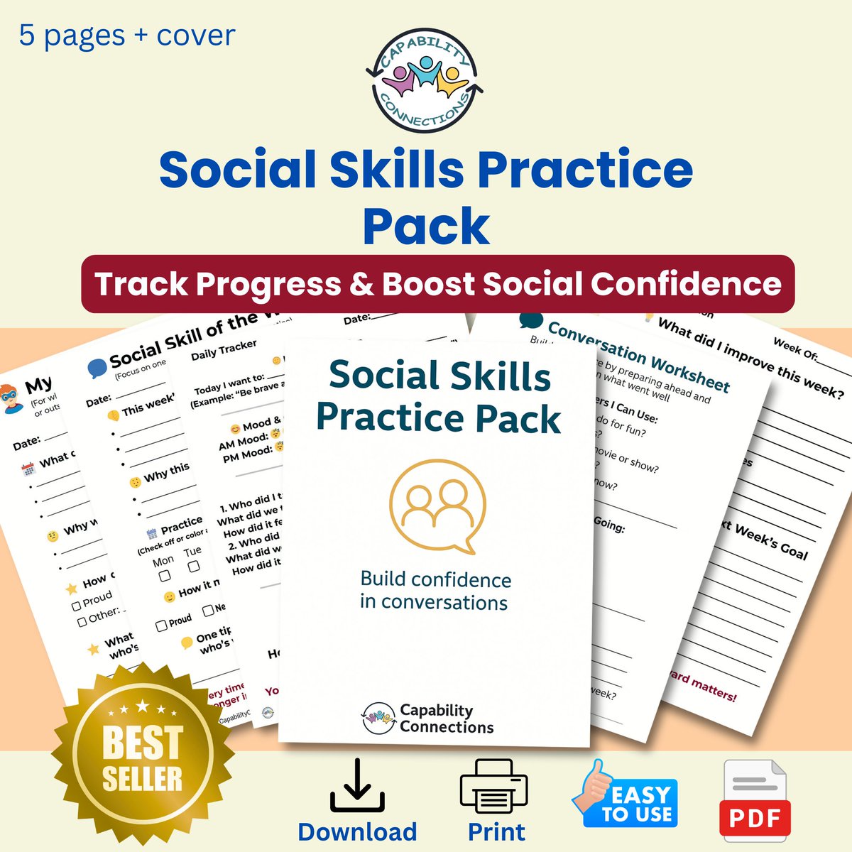 ConnextAbility's tweet image. At Capability Connections, we celebrate progress in all its forms. Because social skills aren’t built overnight—they’re grown, practiced, and celebrated one brave moment at a time.
Want a simple way to track your wins?
Use our Social Skills Practice Pack 
etsy.com/shop/Capabilit…