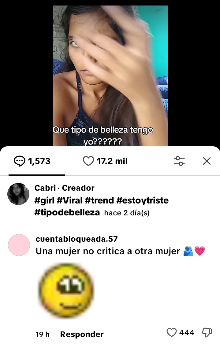 Wey, siempre que veo este comentario en videos de chicas no convencionalmente atractivas (en este caso yo), siento que es súper pasivo agresivo