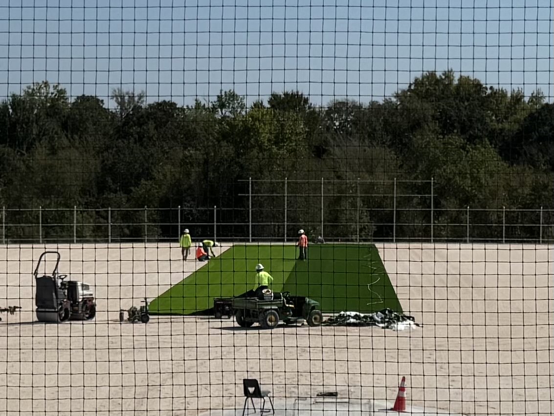 joshsymank's tweet image. Turf is going down @baseballcshs! @CSISD bond funds at work.