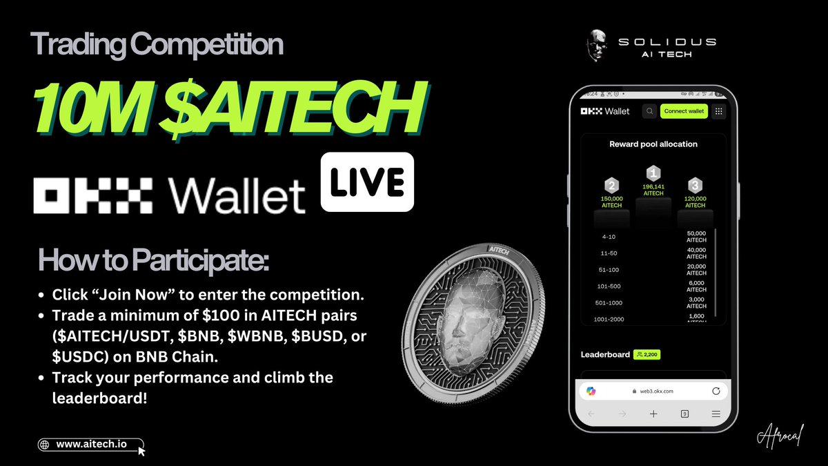 The AITECH Trading Competition Is Officially Live and You’re Invited!

This is your chance to earn from a massive 10,025,141 $AITECH reward pool from <a href="/AITECHio/">AITECH</a> while showcasing your trading skills in one of the most exciting competitions in the Web3 space!

Whether you’re an