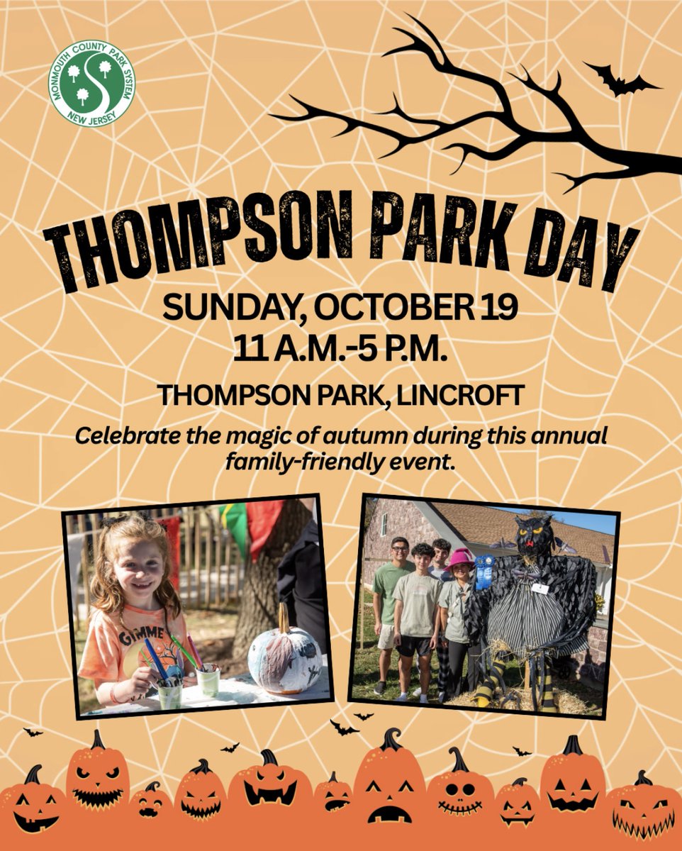 Thompson Park Day is happening this Sunday, 10/19 from 11AM-5PM—join in for a full day of autumn family fun! 

📍805 Newman Springs Road, Lincroft, NJ 07738

More info: bit.ly/4ocCvSI