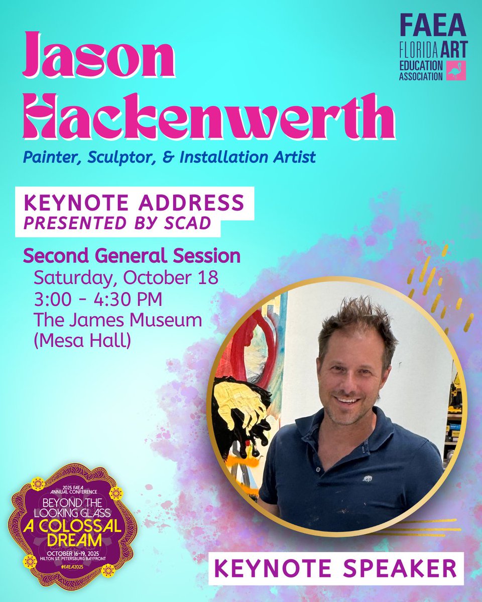 FloridaArtEd's tweet photo. Get ready, FAEA! ✨The 2025 FAEA Annual Conference is just two days away, and you won't want to miss our incredible Keynote Speakers: Carrie Ann Baade & Jason Hackenwerth! https://t.co/QZ5E69YsRn
#FAEA #FAEA2025 #Art #ArtEducation https://t.co/n1AFf580wV