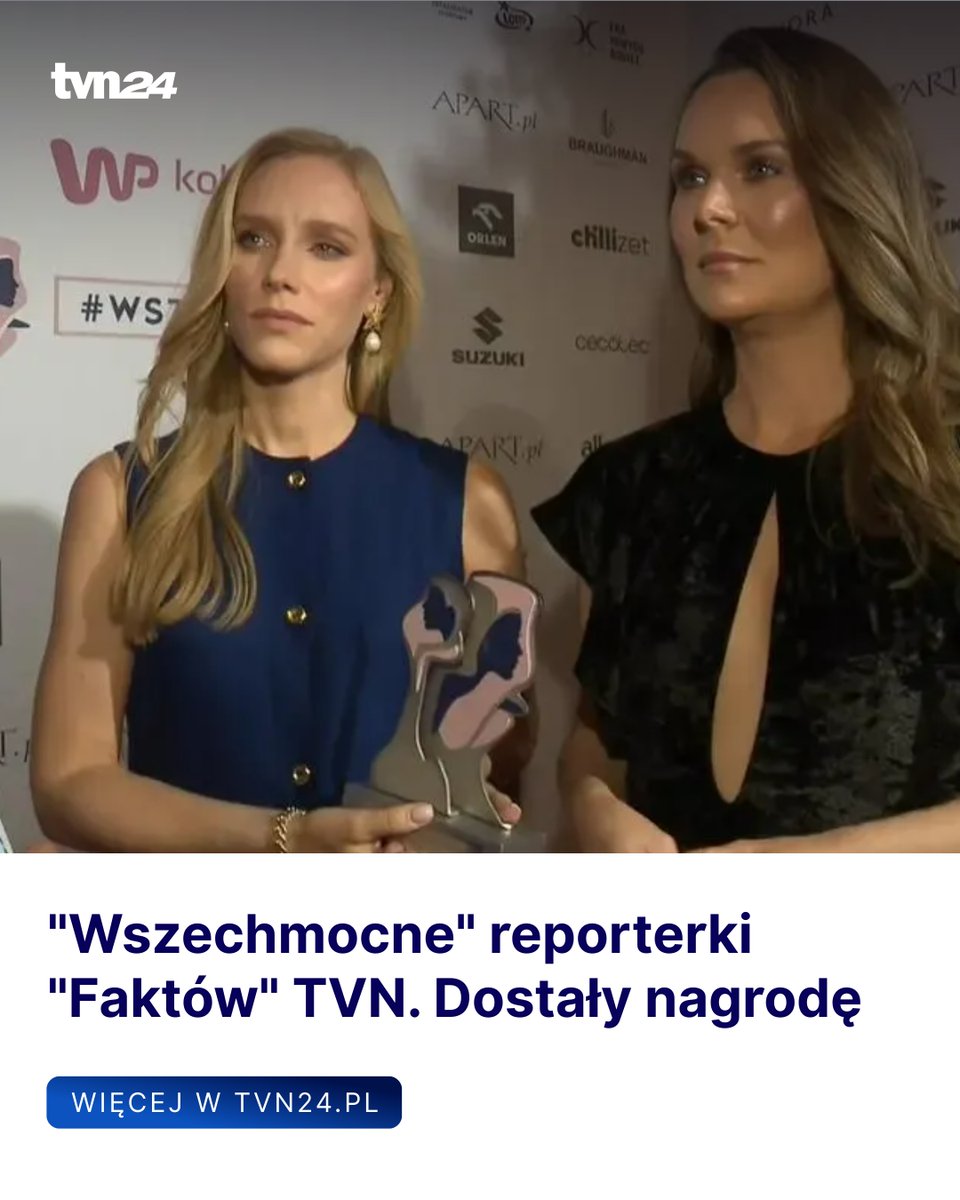 Reporterki <a href="/FaktyTVN/">Fakty TVN</a> <a href="/MagdaLucyan/">Magda Łucyan</a> i Katarzyna Górniak zostały nagrodzone podczas Gali Wszechmocne organizowanej przez WP Kobieta. Zwyciężyły w kategorii Wszechmocne w dziennikarstwie.

🔗 tvn24.pl/polska/reporte…