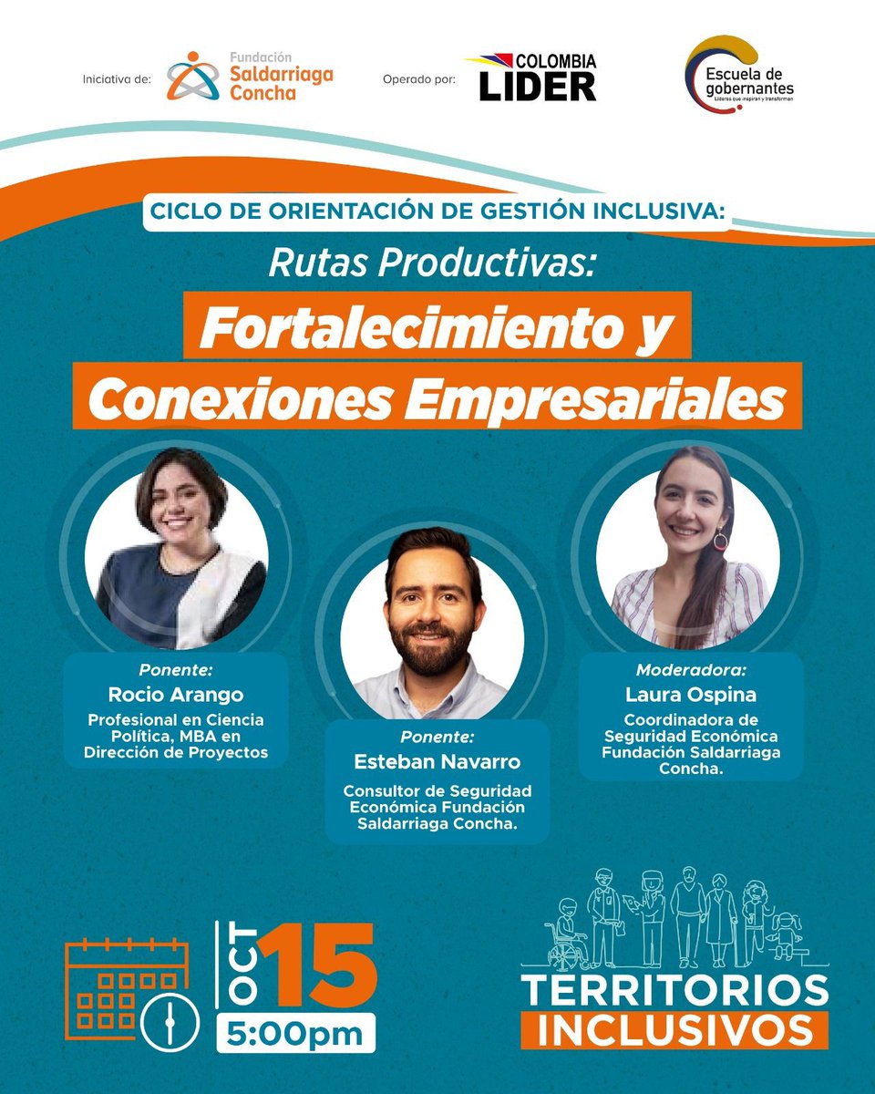 Cuando las #PersonasMayores y con #Discapacidad participan activamente en la vida productiva, los territorios se fortalecen. 🌱

En este nuevo encuentro del ciclo de Gestión Inclusiva de #TerritoriosInclusivos conversaremos sobre cómo crear rutas productivas que generen