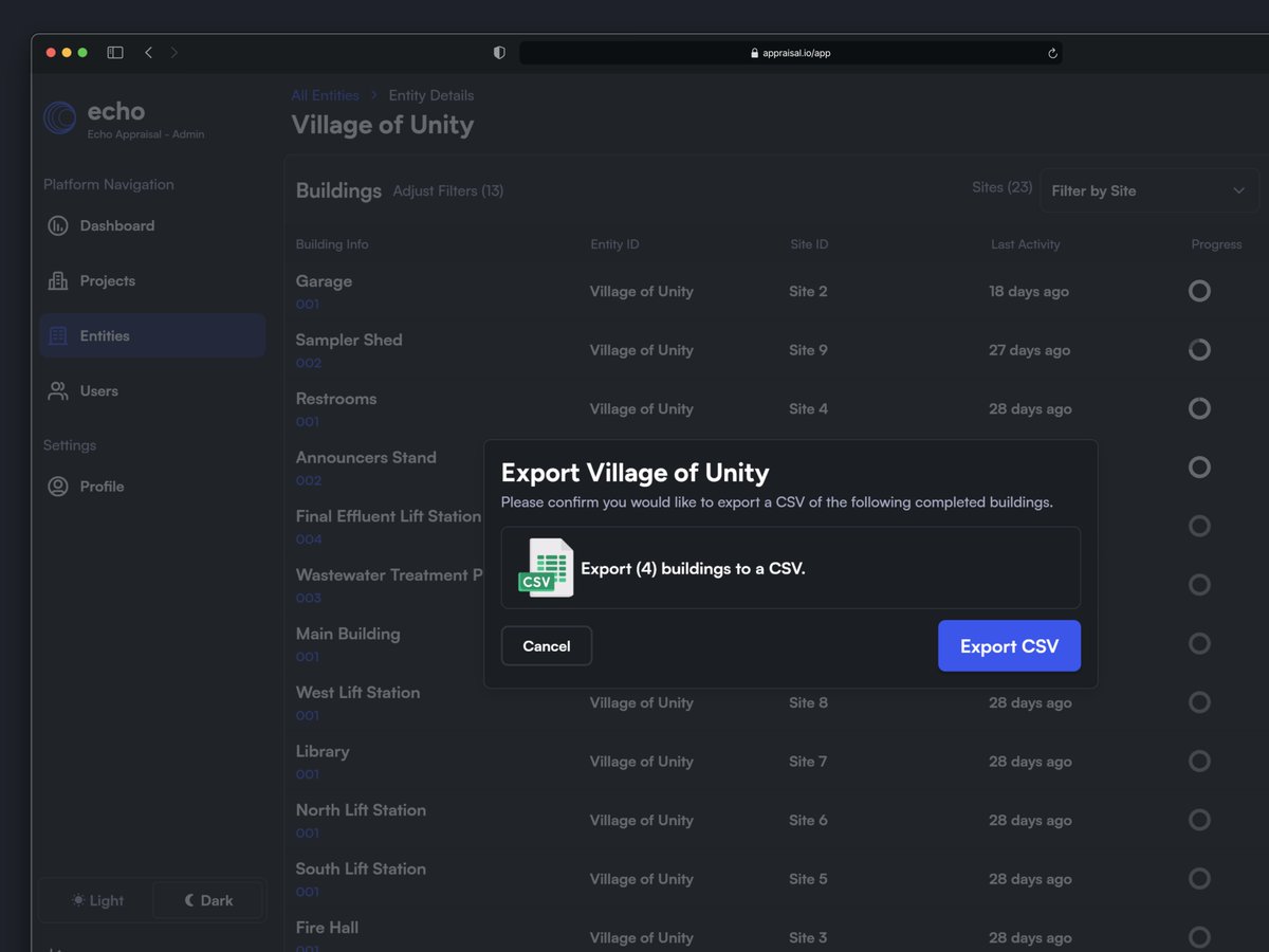 design_nocodeio's tweet image. Being able to review data in a user friendly view was key for the appraisal software and the next challenge was exporting the data from our database back to CSV.
Building out the admin panel was a multi-step process allowing admin to assign appraisers, review in progress work…