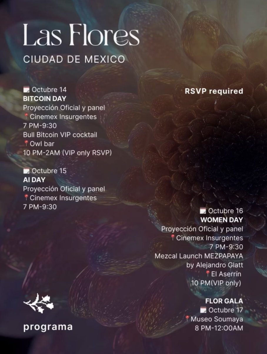 Rayyoapp (@rayyoapp) on Twitter photo ¡¡¡ES HOY, ES HOY!!! 💐 <a href="/lasfloresweb3/">Las Flores</a> 👏👏👏
📽️ 7 pm nos vemos en #Cinemex Insurgentes para dar inicio a este máximo evento en #Mexico
Tickets: luma.com/hub7vral
#CDMX #film #web3 #festival #cine #bitcoin #btc #conferencias #bitcoinmexico #bitcoiner ¡¡¡ES HOY, ES HOY!!! 💐 <a href="/lasfloresweb3/">Las Flores</a> 👏👏👏
📽️ 7 pm nos vemos en #Cinemex Insurgentes para dar inicio a este máximo evento en #Mexico
Tickets: luma.com/hub7vral
#CDMX #film #web3 #festival #cine #bitcoin #btc #conferencias #bitcoinmexico #bitcoiner