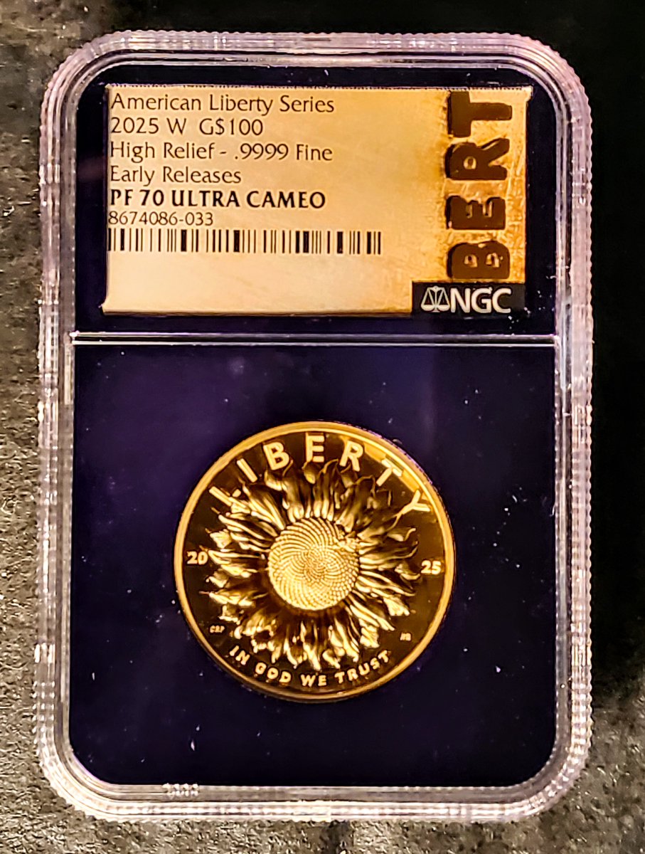 Coin_HuntersLLC's tweet image. Liberty, reimagined. 🌻🐝
The 2025 #AmericanLiberty $100 #HighRelief #GoldCoin (#PF70 #UltraCameo, .#9999fine, only 12 000 minted!) reminds us that freedom must be tended, not taken for granted.
.
.
#ModernLiberty #USMint #GoldCoin #numismatics #coincollectorsunite