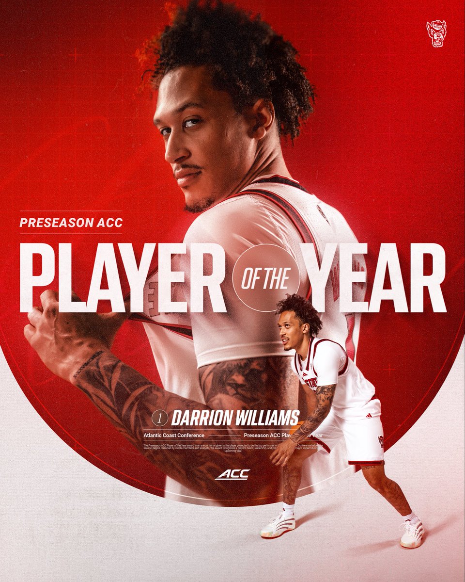 No. 1 for a reason. 

Darrion Williams named Preseason ACC Player of the Year!